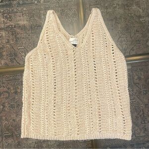 Universal Thread Open-Knit V-Neck Tank - Cream Beige